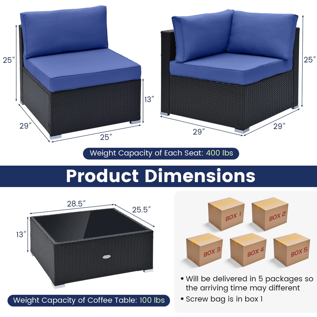 Directdeals 10 Piece Outdoor Wicker Conversation Set With Seat And Back Cushions