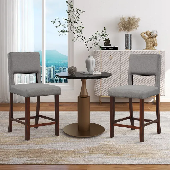 Directdeals Bar Chair Set With Hollowed Back and Rubber Wood Legs