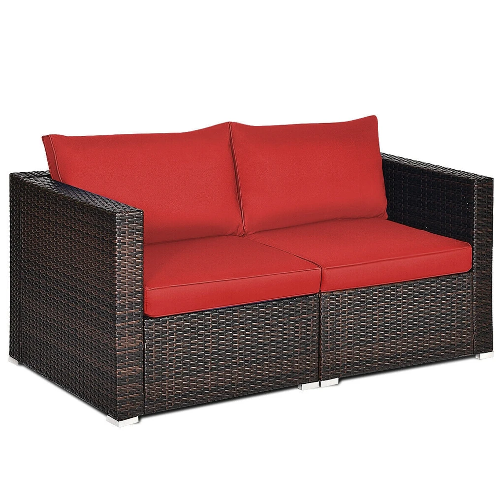 Directdeals Patio Rattan Sectional Conversation Sofa Set