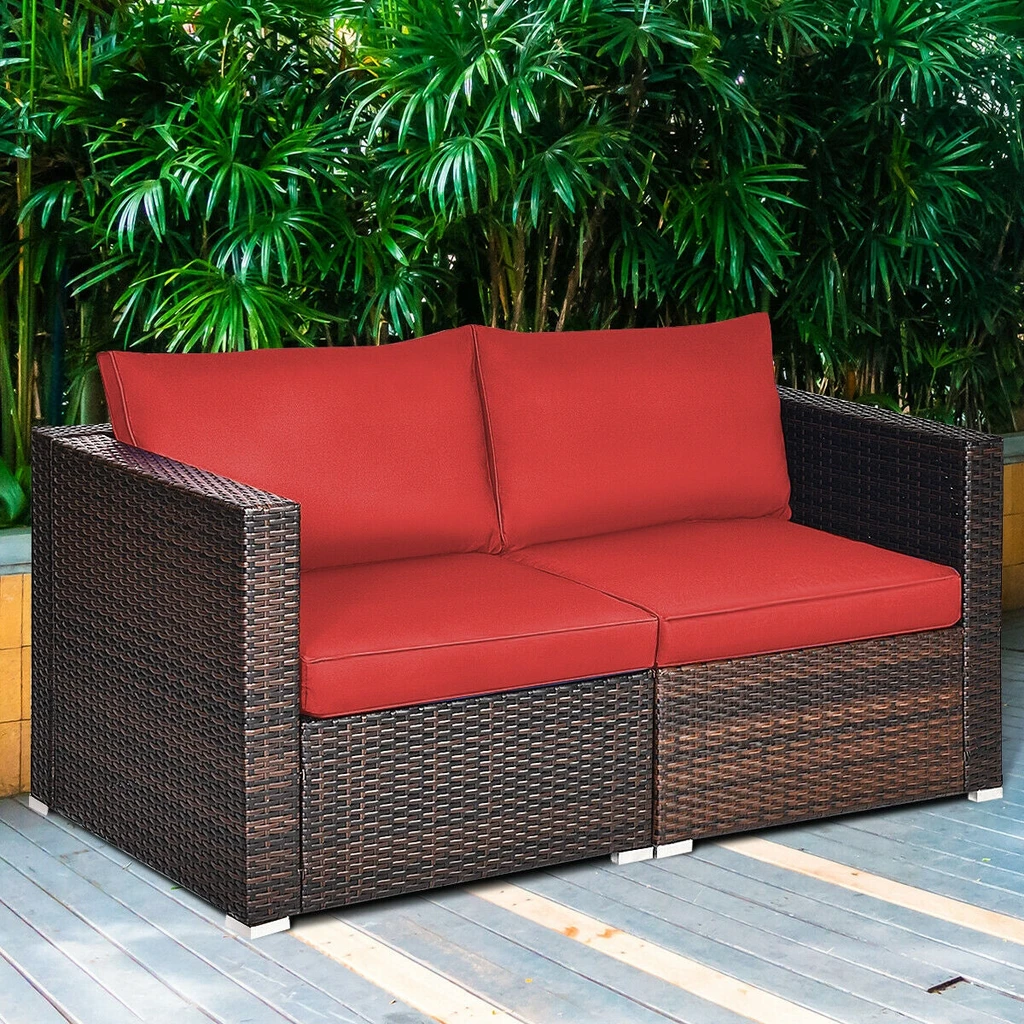 Directdeals Patio Rattan Sectional Conversation Sofa Set