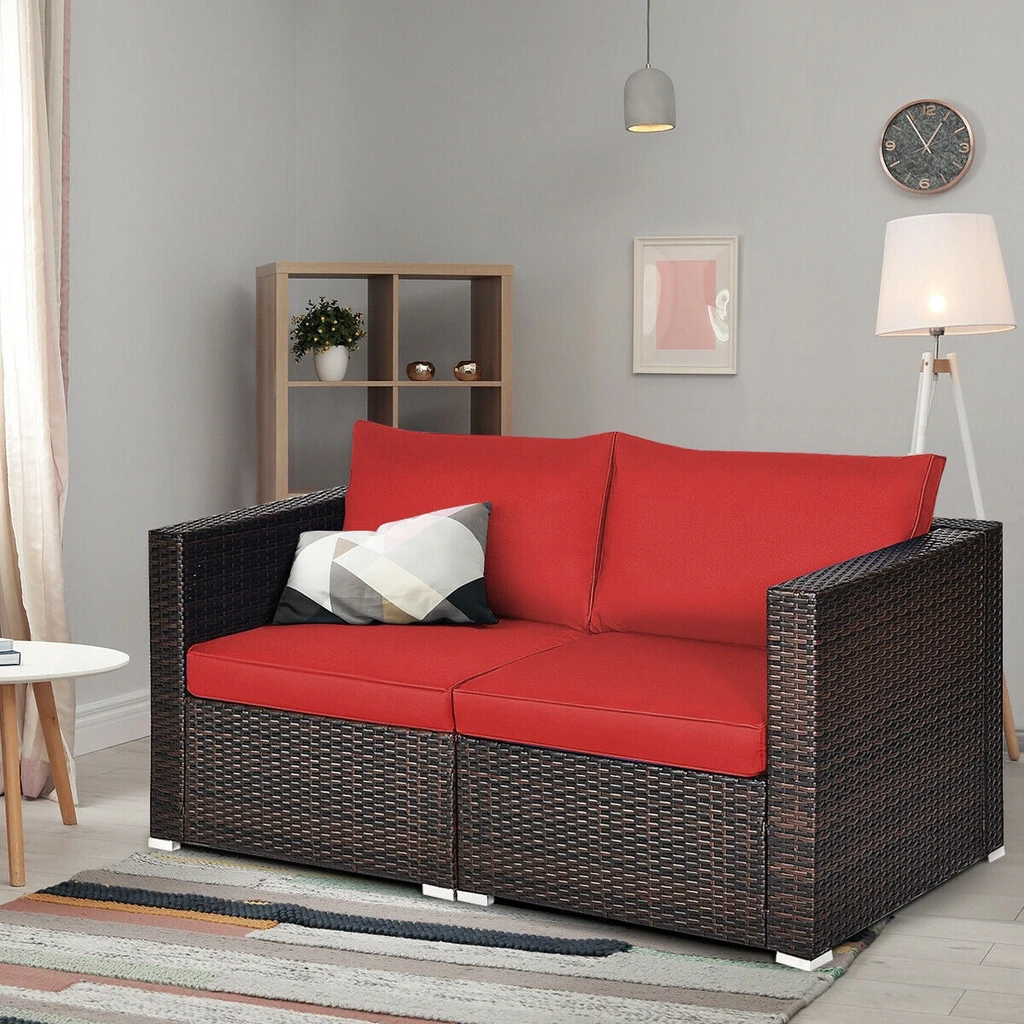 Directdeals Patio Rattan Sectional Conversation Sofa Set