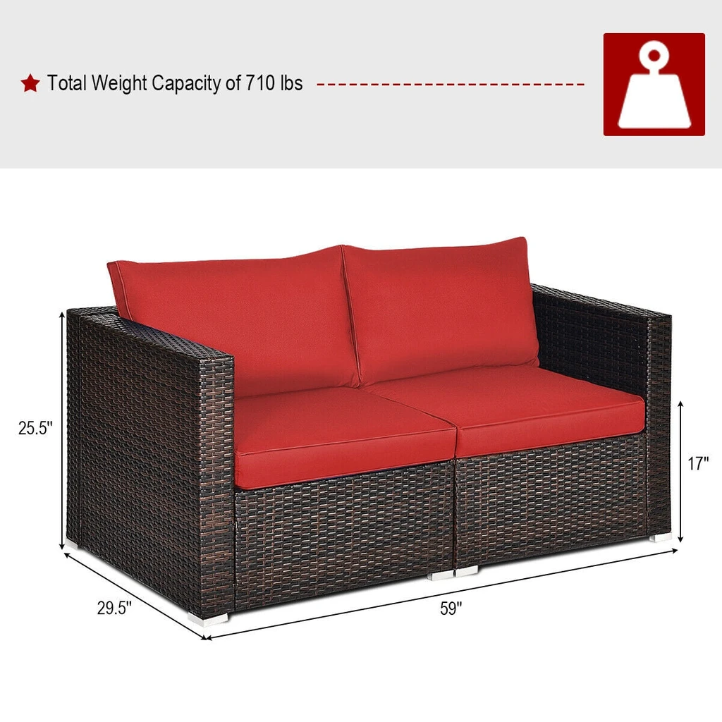Directdeals Patio Rattan Sectional Conversation Sofa Set
