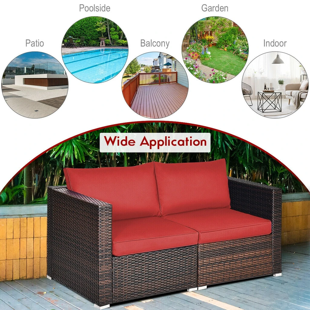 Directdeals Patio Rattan Sectional Conversation Sofa Set