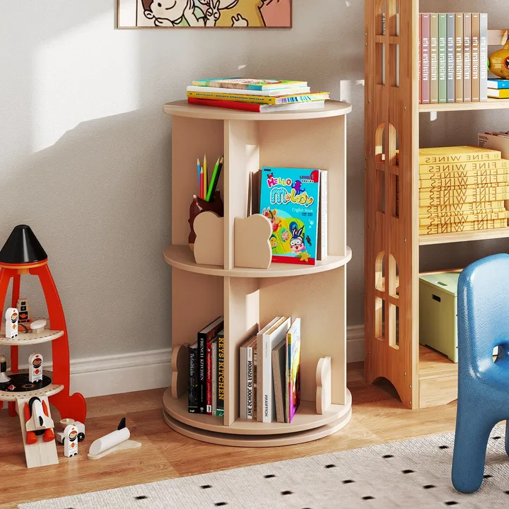 Gbruno Store 2 Tier Rotating Kids Bookshelf