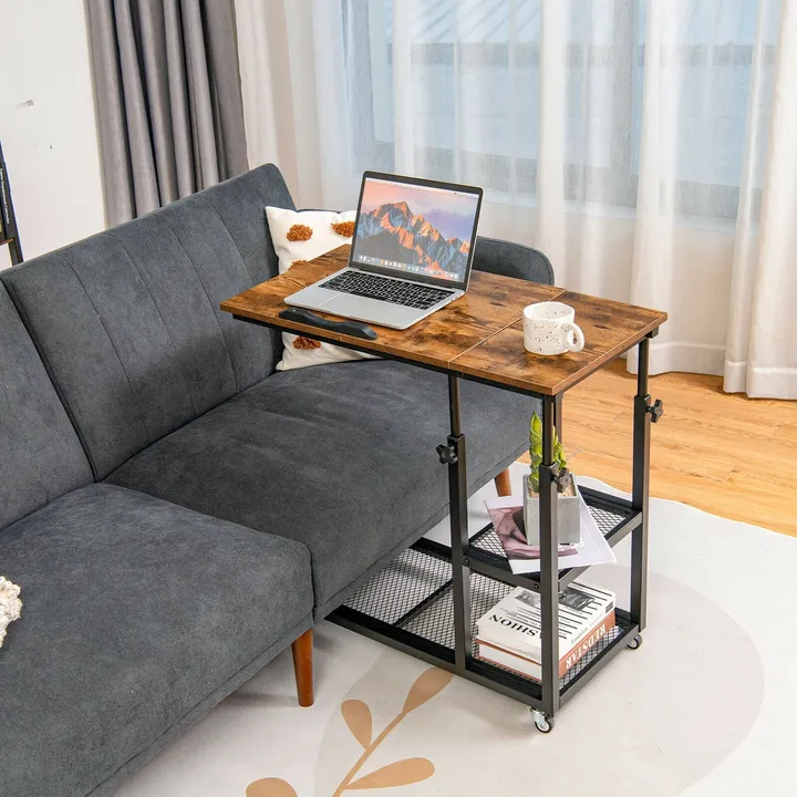 Directdeals Adjustable C-Shaped Bedside Table With Wheels