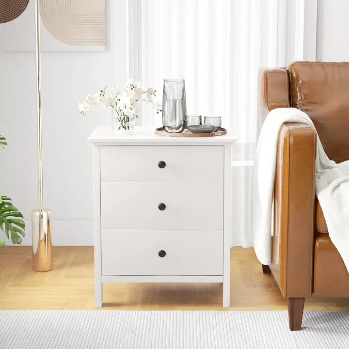 Directdeals 3-Drawer Wooden Nightstand Modern Bedside