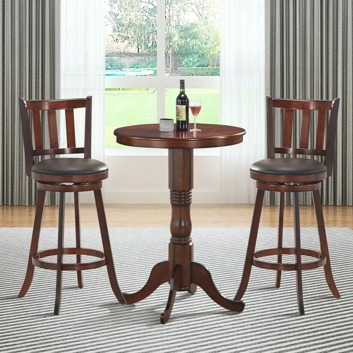 Directdeals 2 Pieces 360 Degree Swivel Bar Counter Stool Set With Cushioned Seat