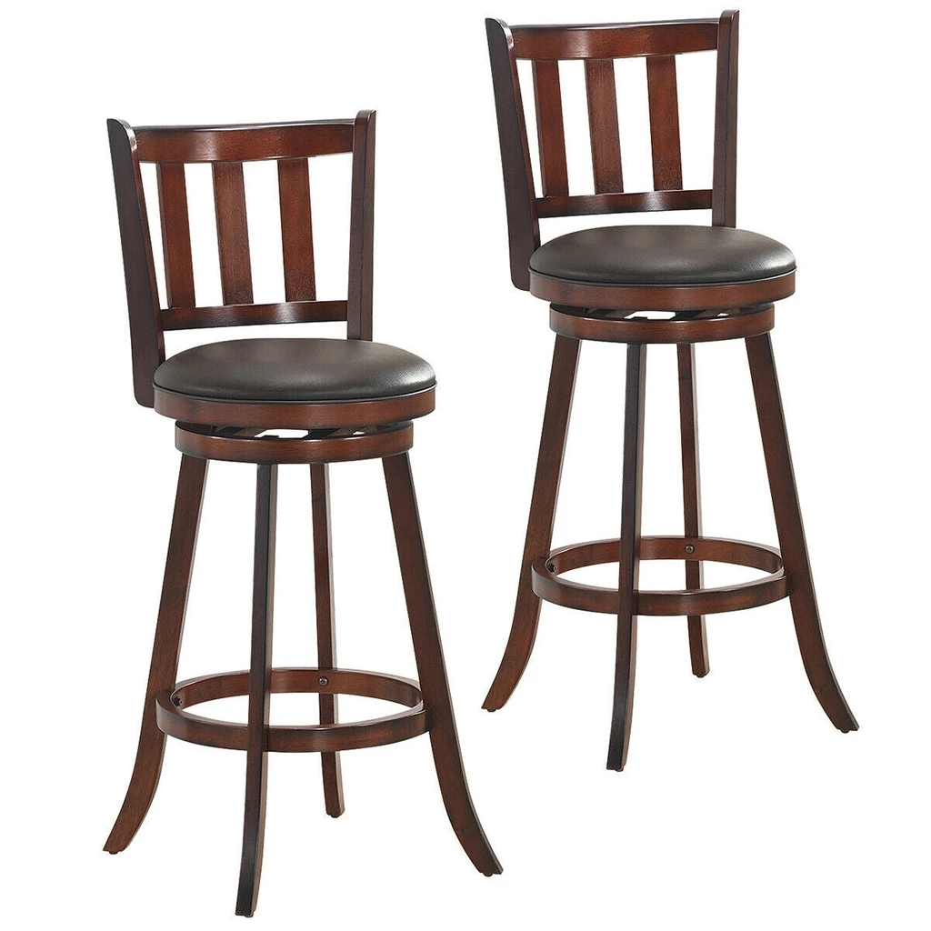Directdeals 2 Pieces 360 Degree Swivel Bar Counter Stool Set With Cushioned Seat