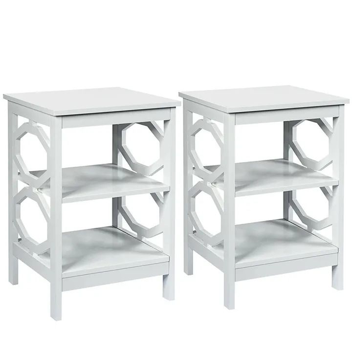 Directdeals 3-Tier Nightstand Sofa Side End Accent Table Storage