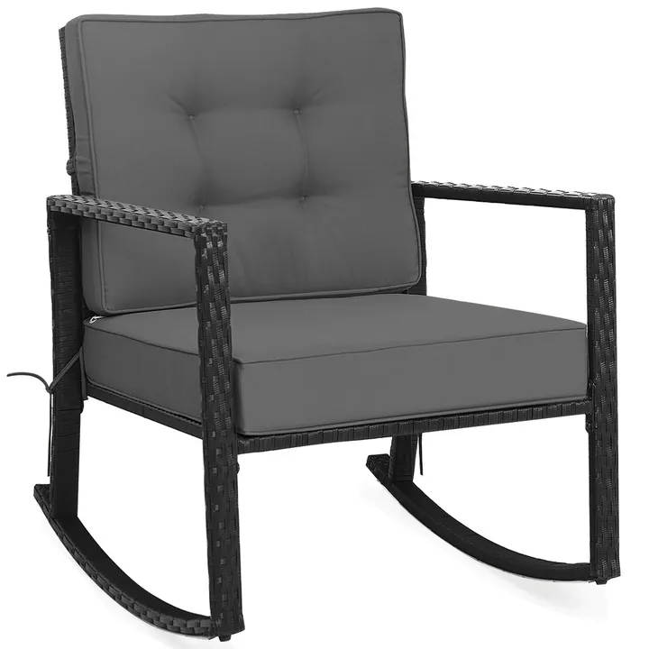 Directdeals Patio Rattan Rocker Outdoor Glider Rocking Chair Cushion Lawn