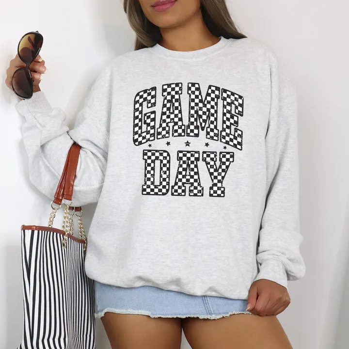 Refinery Number One Tailgate Football Checkered Game Day Touchdown Sports Sweatshirt