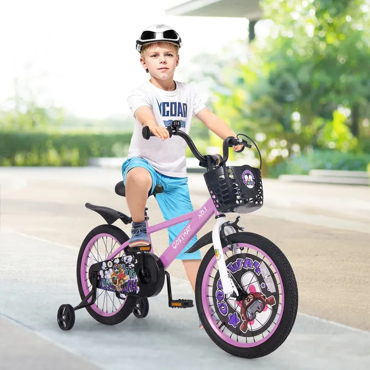 Gbruno Store Kids Bike Adjustable With Storage Basket And Double Brake