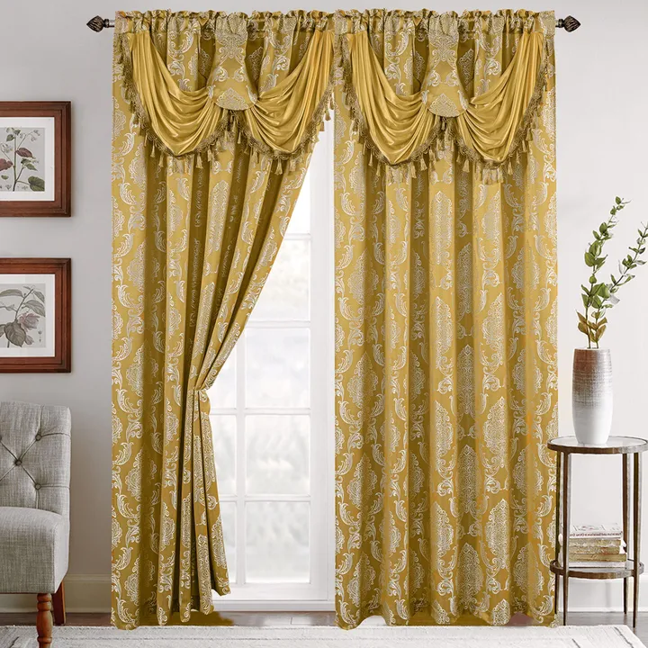 Elegant Comfort Deyia Jacquard Look Curtain Panels - Set of 2