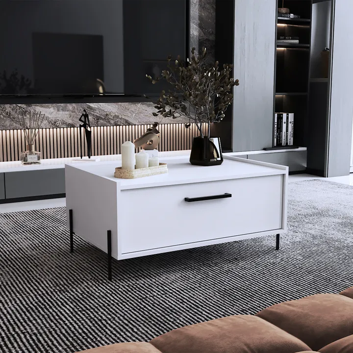 DEPOT E SHOP LLC Juneau Coffee Table, 1 Shelf, 4 Legs