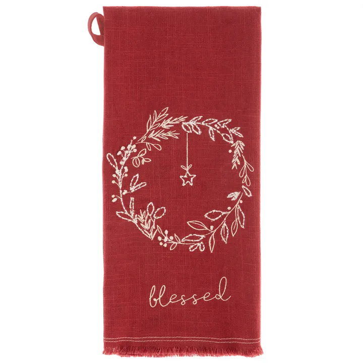 Karma Wreath Embroidered Cotton Tea Towels