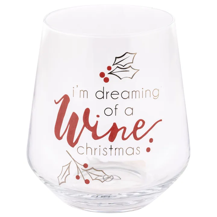 Karma Wine Christmas Chic Stemless Wine Glasses