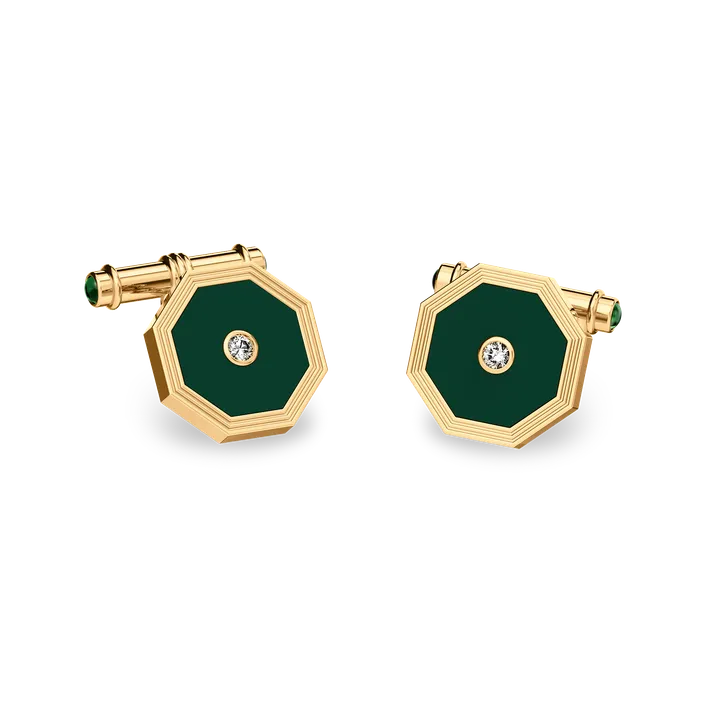 PASCAL Octagonal Enamel Chain Diamond Cufflinks