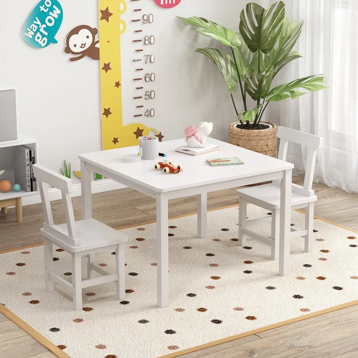 Gbruno Store Wooden Kids Table And 2 Chairs Set