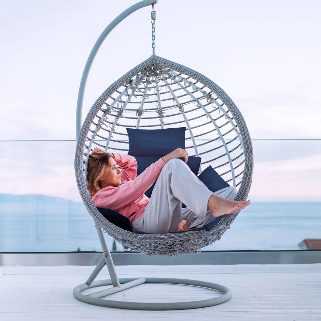 Gamba Beauty Egg Chair Cushion Hanging Basket With Headrest