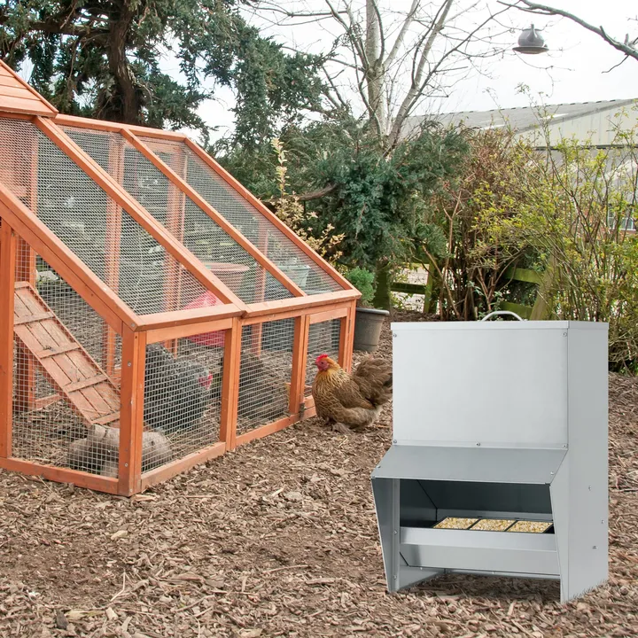 Gbruno Store Wall Mount Galvanized Chicken Feeder 50 Pounds Capacity