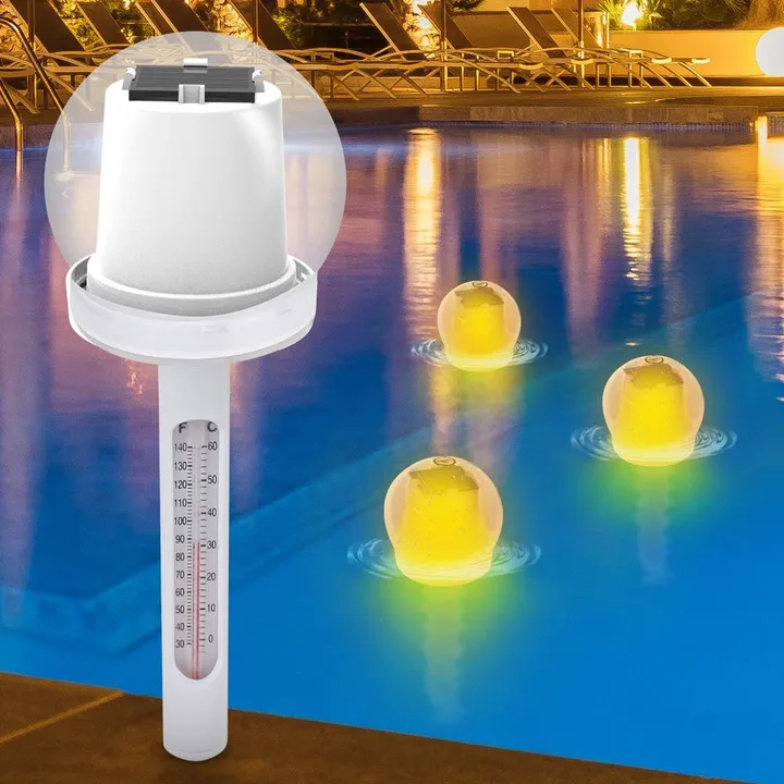 Pyle Solar Light Up Torch Globe Thermometer