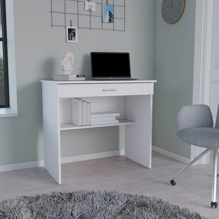 DEPOT E SHOP LLC Montana Storage Desk, Spacious Stylish With Drawer And Shelf