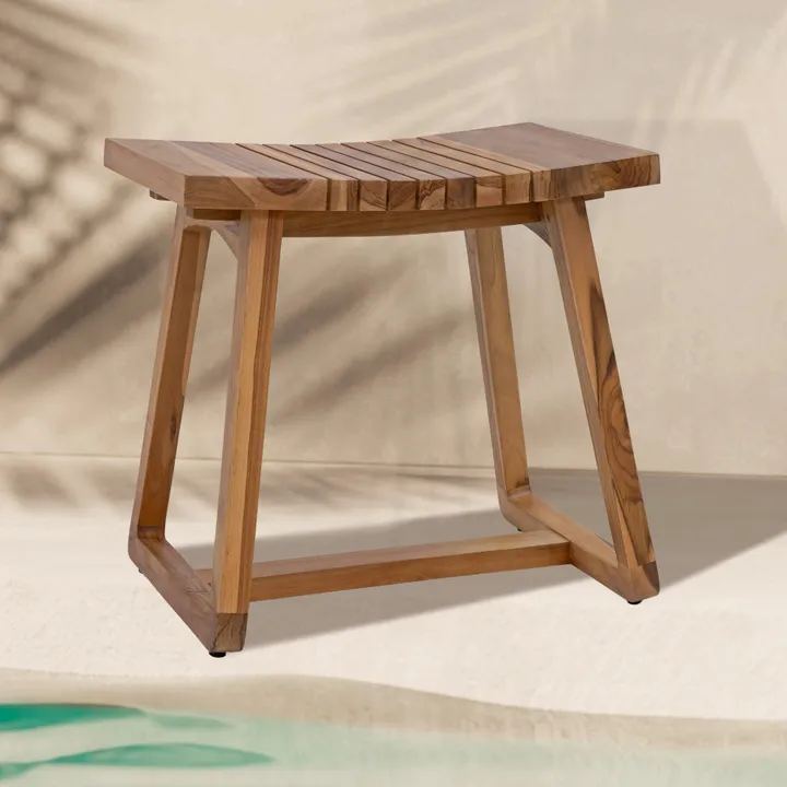 Sunnydaze Teak Shower Bench Seat for Indoor or Outdoor Use