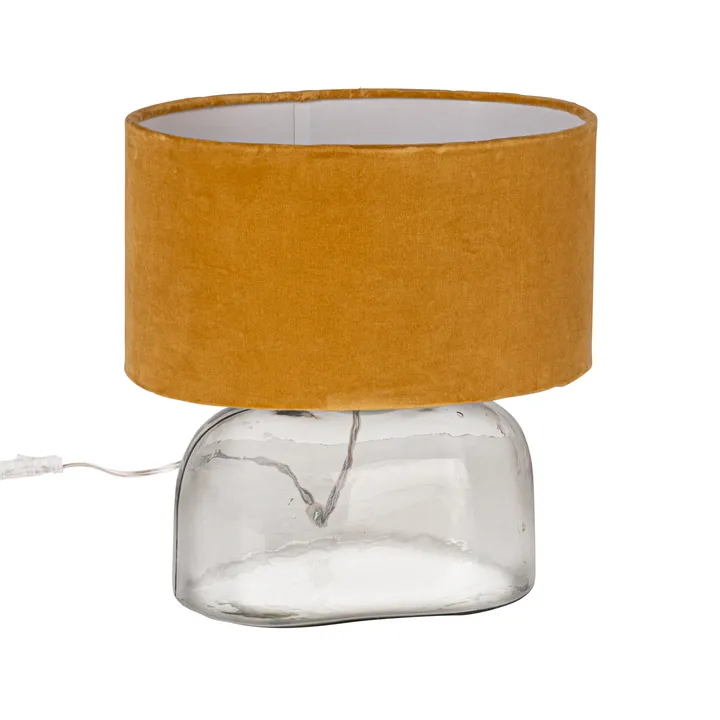 Storied Home Modern Table Lamp With Glass Base And Velvet Shade