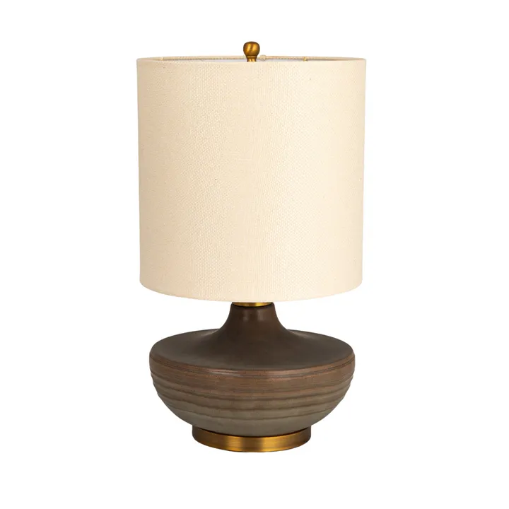 Storied Home Stoneware Table Lamp with Elongated Drum Shade