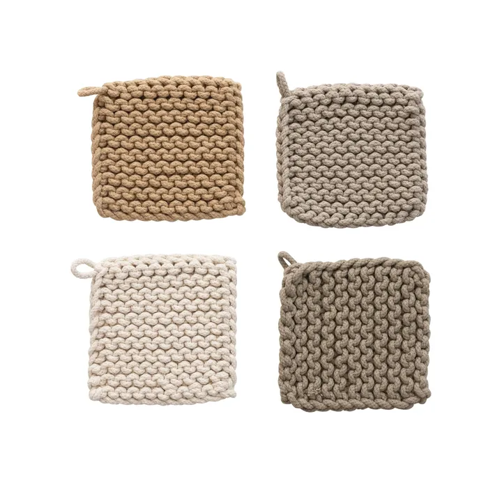 Storied Home Cotton Crocheted Pot Holder Set