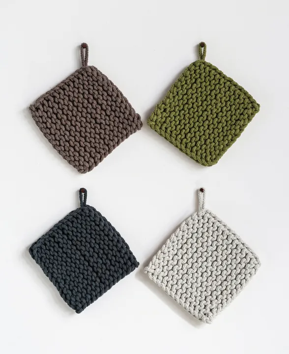 Storied Home Square Cotton Crocheted Pot Holder Set