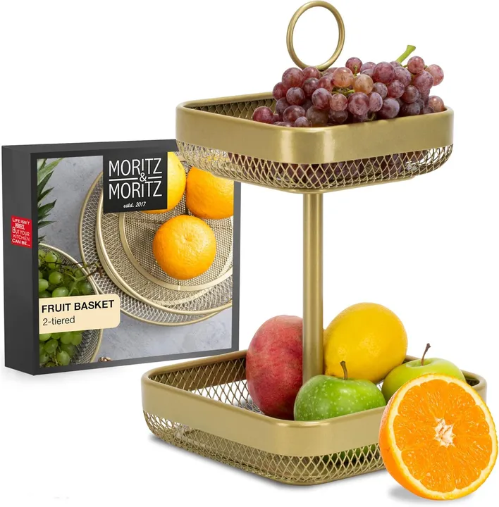 Moritz & Moritz Gold Metal Fruit Cake Stand with Zester