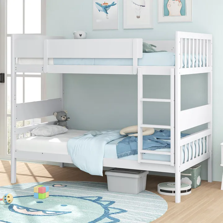 Gbruno Store Twin Over Twin Bunk Bed With Ladder And Full-length Guardrails