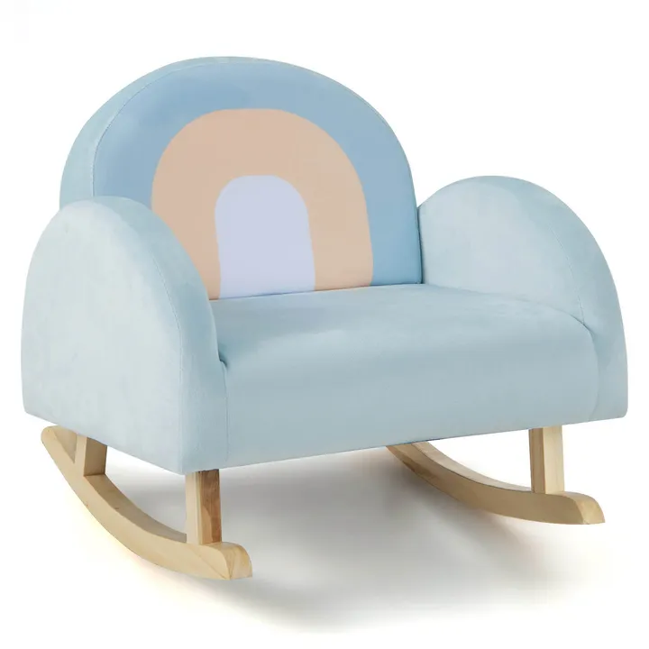 Gbruno Store Rocking Chair With Solid Rubber Wood Frame Soft Velvet Cover