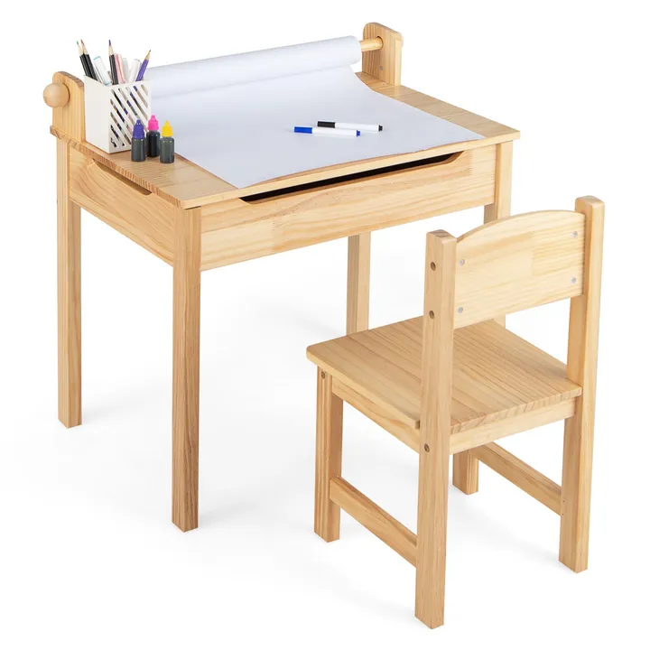 Gbruno Store Multifunctional Activity Table And Chair Set With Paper Roll Holder