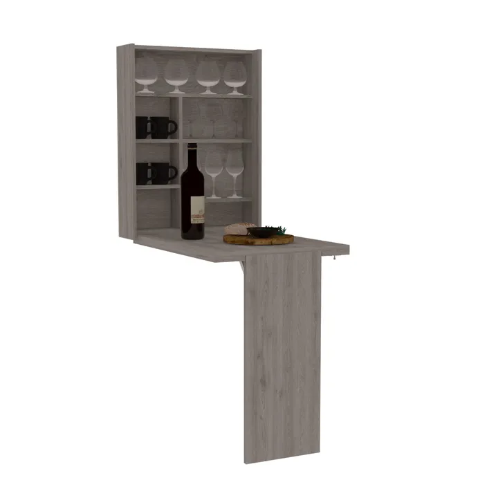 DEPOT E SHOP LLC Toscana Wall Foldable Table With Multiple Shelves