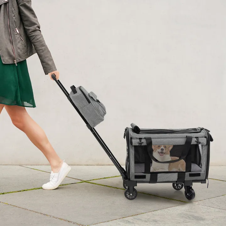 Gbruno Store Rolling Cat Carrier With Dual-=Use Pads And Litter Bag