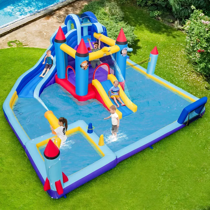 Gbruno Store Rocket Theme Inflatable Water Slide Park