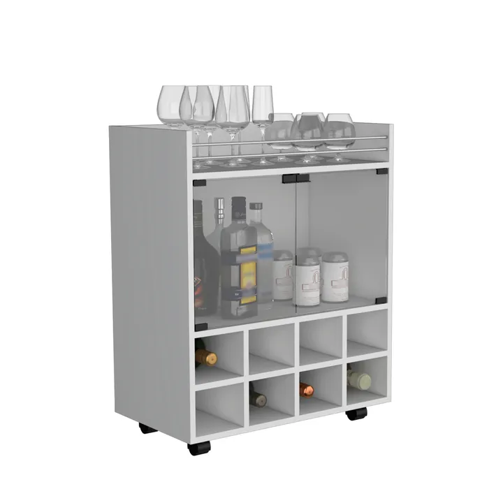 DEPOT E SHOP LLC Queens Bar Cart With Signature Eight-Bottle Holder