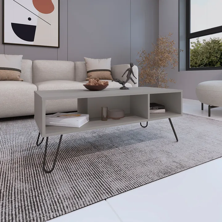 DEPOT E SHOP LLC Selma Coffee Table with 4 Legs and 2 Shelves