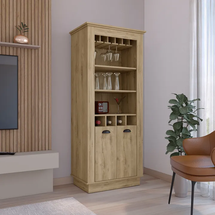 DEPOT E SHOP LLC Gale Bar Cabinet With Built-in Bottle and Glass Racks