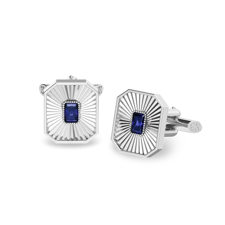 PASCAL Octagonal Laser-Etched Gemstone Cufflinks