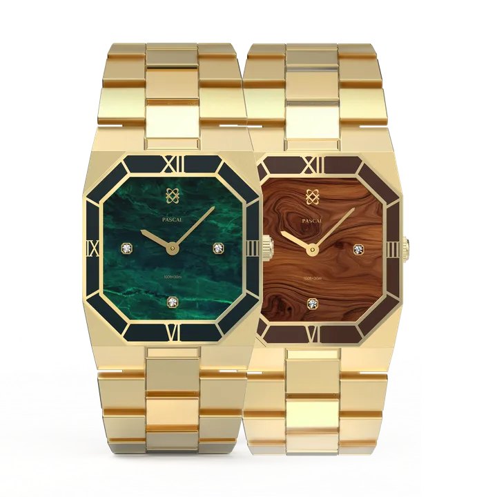 PASCAL  Octagonal Diamond Couple Watches