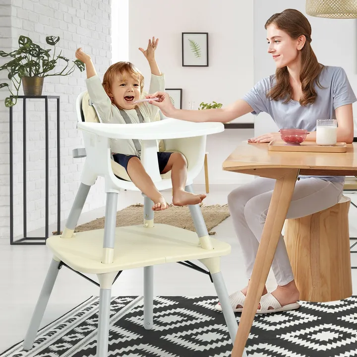 Gbruno Store 4-in-1 Baby Convertible Toddler Table Chair Set With PU Cushion