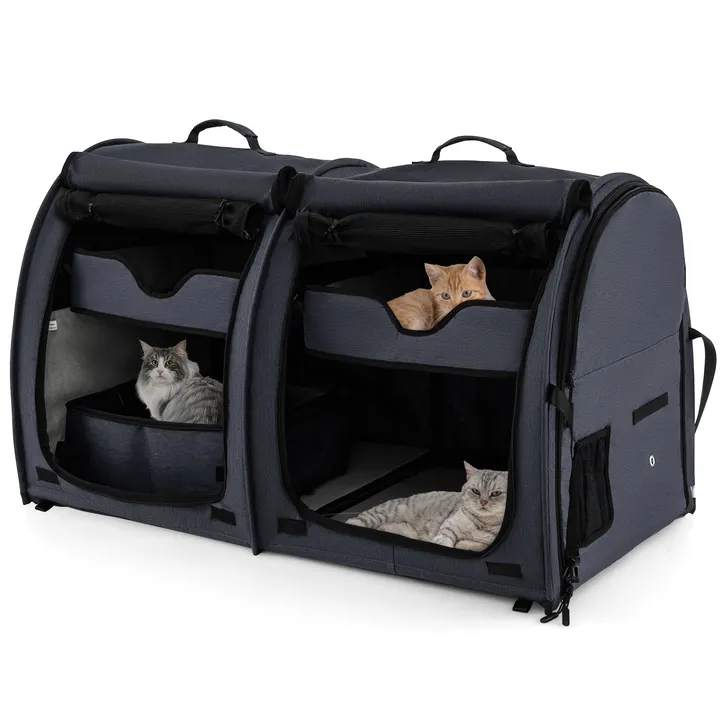 Gbruno Store Double Compartment Pet Carrier with Removable Hammocks