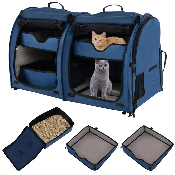 Gbruno Store Double Compartment Pet Carrier With 2 Removable Hammocks