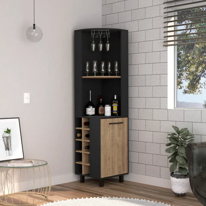 DEPOT E SHOP LLC Morocco Corner Bar Single Door Cabinet Two Shelves