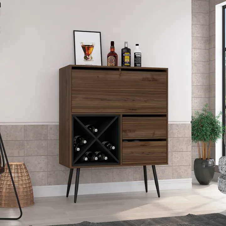 DEPOT E SHOP LLC Thistle Bar - Two Drawers Four Double Racks