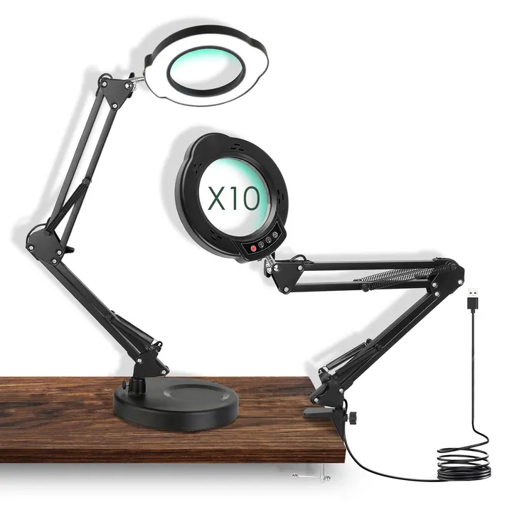 Directdeals 10X Magnifying Glass Desk Lamp With Adjustable Light