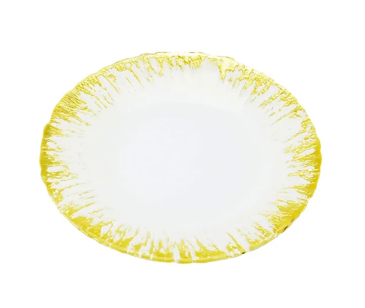 Classic Touch Milky Glass Dinner Plates With Flashy Gold Design